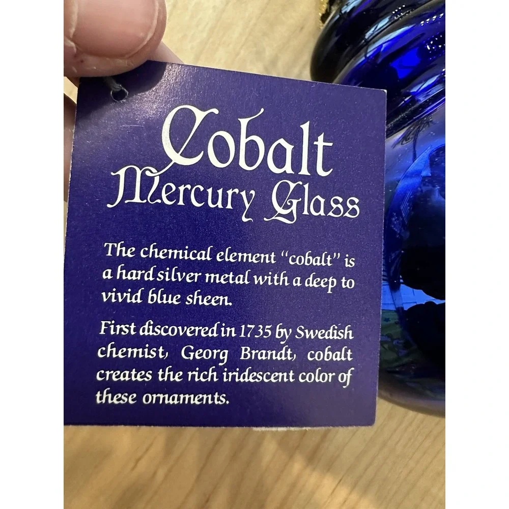 Department 56 Cobalt Mercury Glass Double Finial Ornament With Box 10